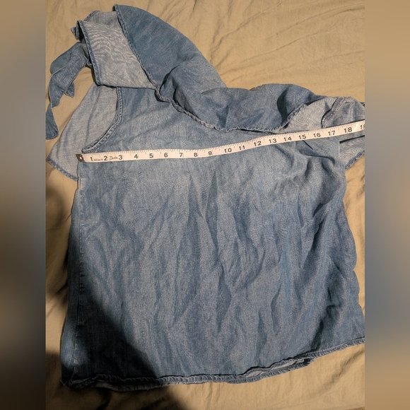 One-Shoulder Blue Ruffle Top - Picture 6 of 6